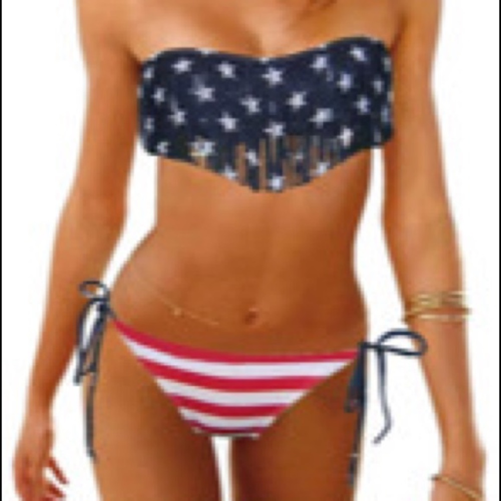Lovely Strapless Patriotic Bikini